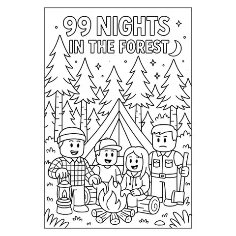 Раскраска «Игроки 99 ночей в лесу»