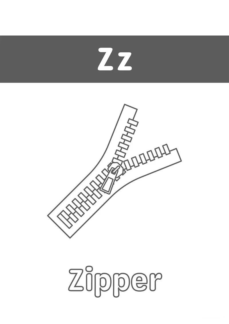 Раскраска «Буква Z» — чёрно-белый контурный рисунок для печати