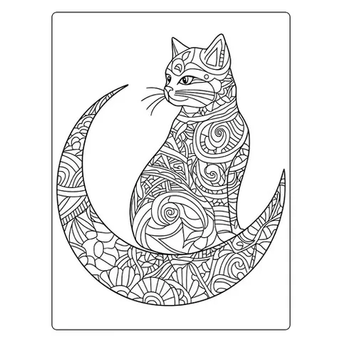 Раскраска «Кот на Луне»