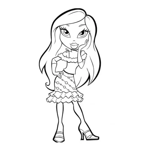 Раскраска «Романтический наряд Bratz»