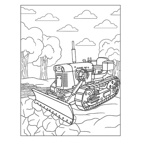 Раскраска «Бульдозер Caterpillar Oliver»
