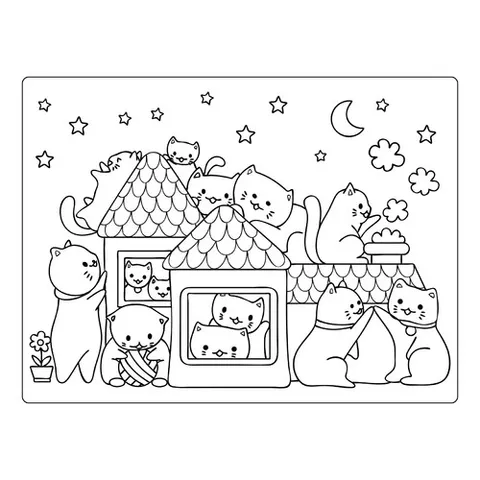 Раскраска «Дом котят»