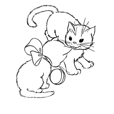 Раскраска «Кошка с котенком»
