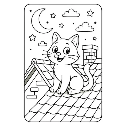 Раскраска «Кот на крыше»