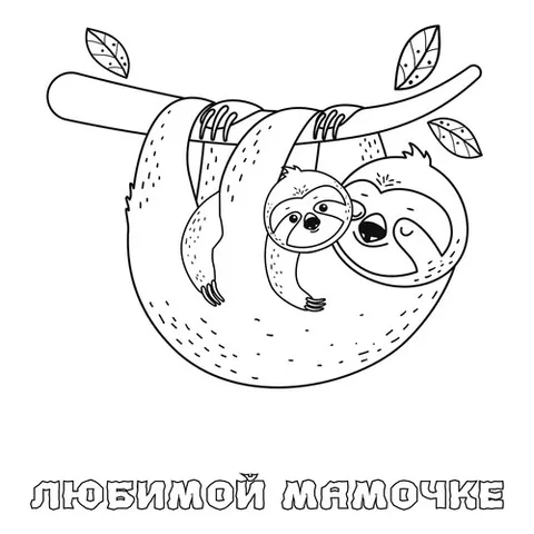 Раскраска «Ленивцы любимой мамочке»