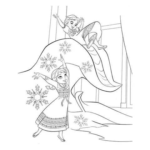 Раскраска «Маленькие Анна и Эльза»