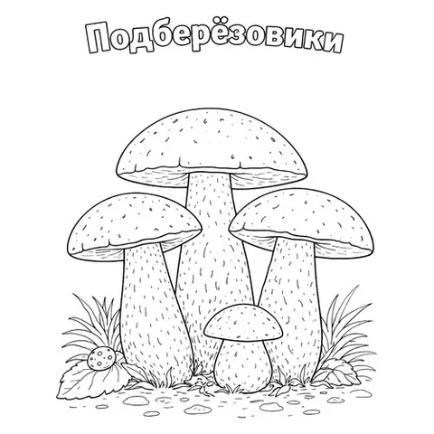 Раскраска «Подберёзовики»
