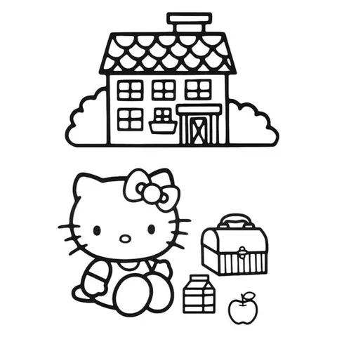 Раскраска «Домик Hello Kitty»