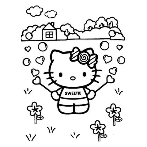 Раскраска «Kitty на природе»