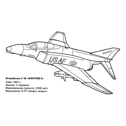 Раскраска «Американский истребитель Фантом II»