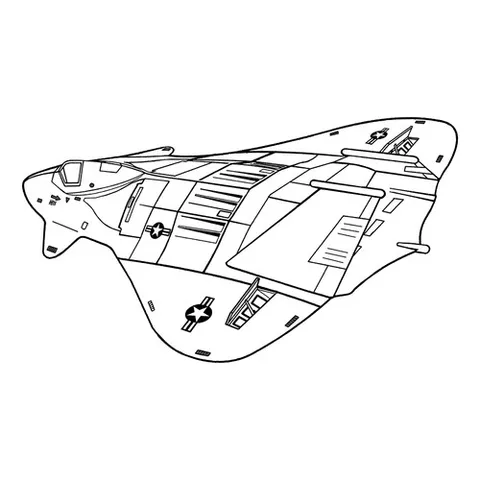 Раскраска «Американский самолет-невидимка F-19»