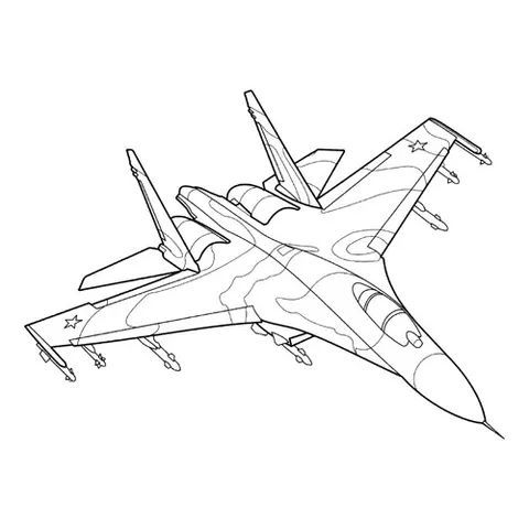 Раскраска «СУ-27 Россия»
