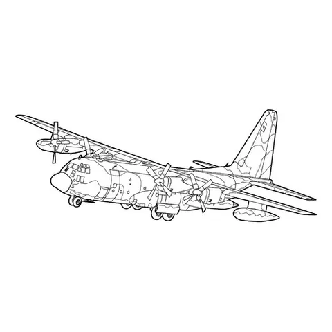 Раскраска «Военный грузовой самолёт»