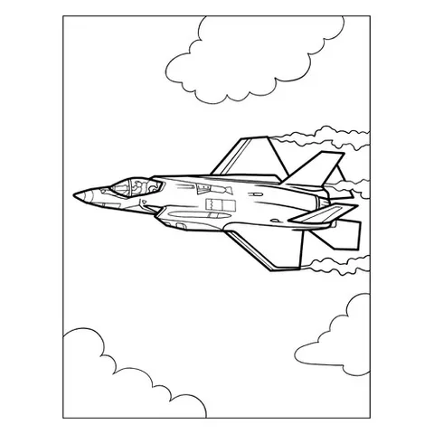 Раскраска «Военный самолёт-невидимка F-35 Молния II»