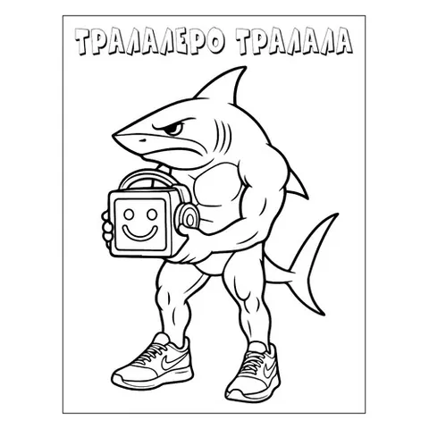 Раскраска «Тралалеро Тралала с колонкой»