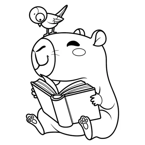 Раскраска «Капибара с книгой»