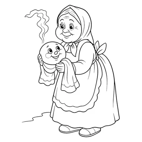 Раскраска «Испекла бабка колобок»