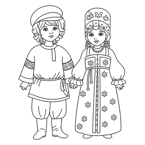 Раскраска «Русский народный костюм»