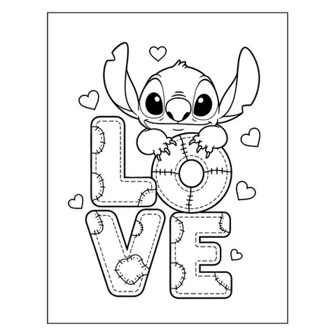 Раскраска «Стич & love»