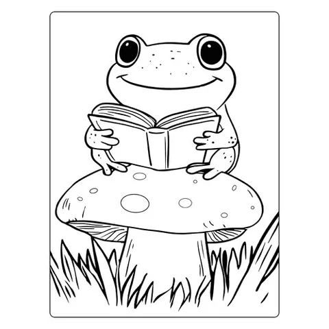Раскраска «Лягушка читает книжку»