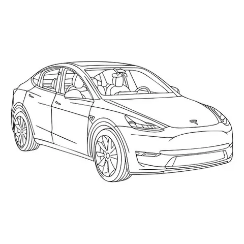 Раскраска «Электрический кроссовер Тесла Model X»