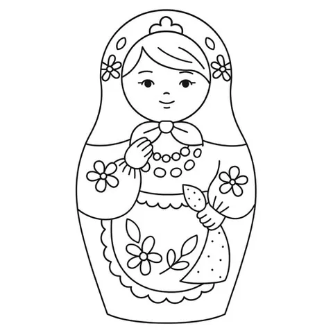 Раскраска «Матрёшка с платком»