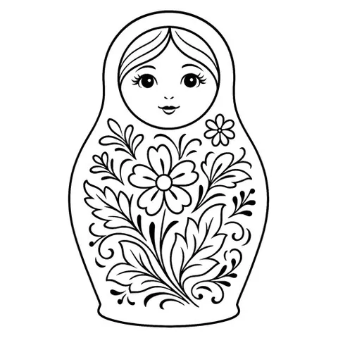 Раскраска «Матрёшка с узором в стиле гжель»