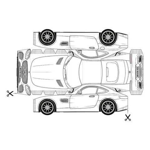 Раскраска «Мерседес AMG игрушка из бумаги»