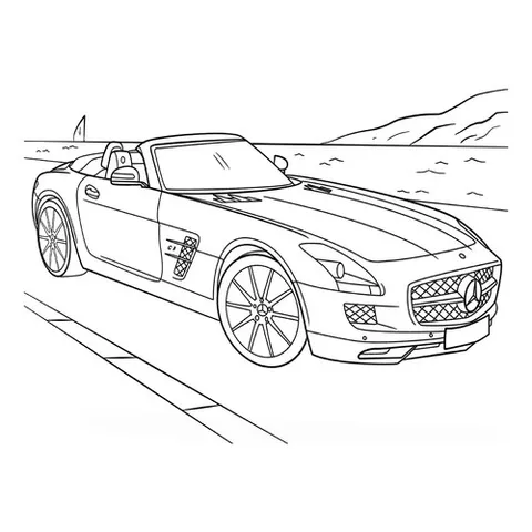 Раскраска «Спортивный Мерседес кабриолет SLS AMG»