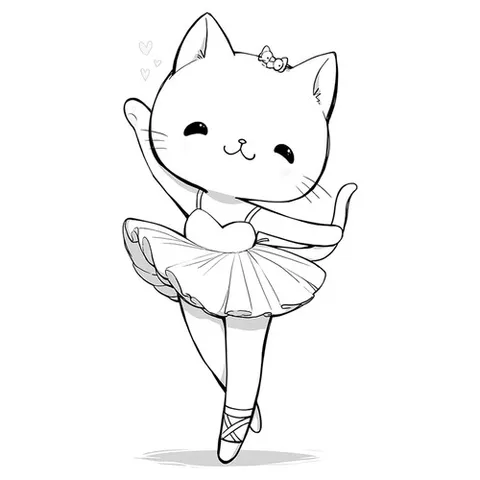 Раскраска «Котёнок балерина»