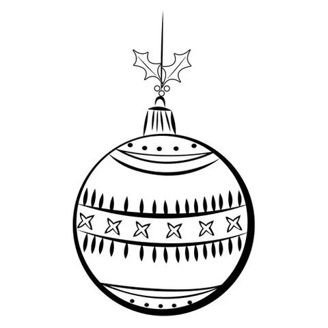 Раскраска «Елочный шар на ветке»