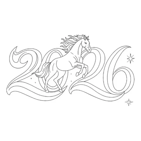 Раскраска «Лошадь 2026»