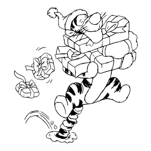Раскраска «Новый год. Тигра спешит с подарками»