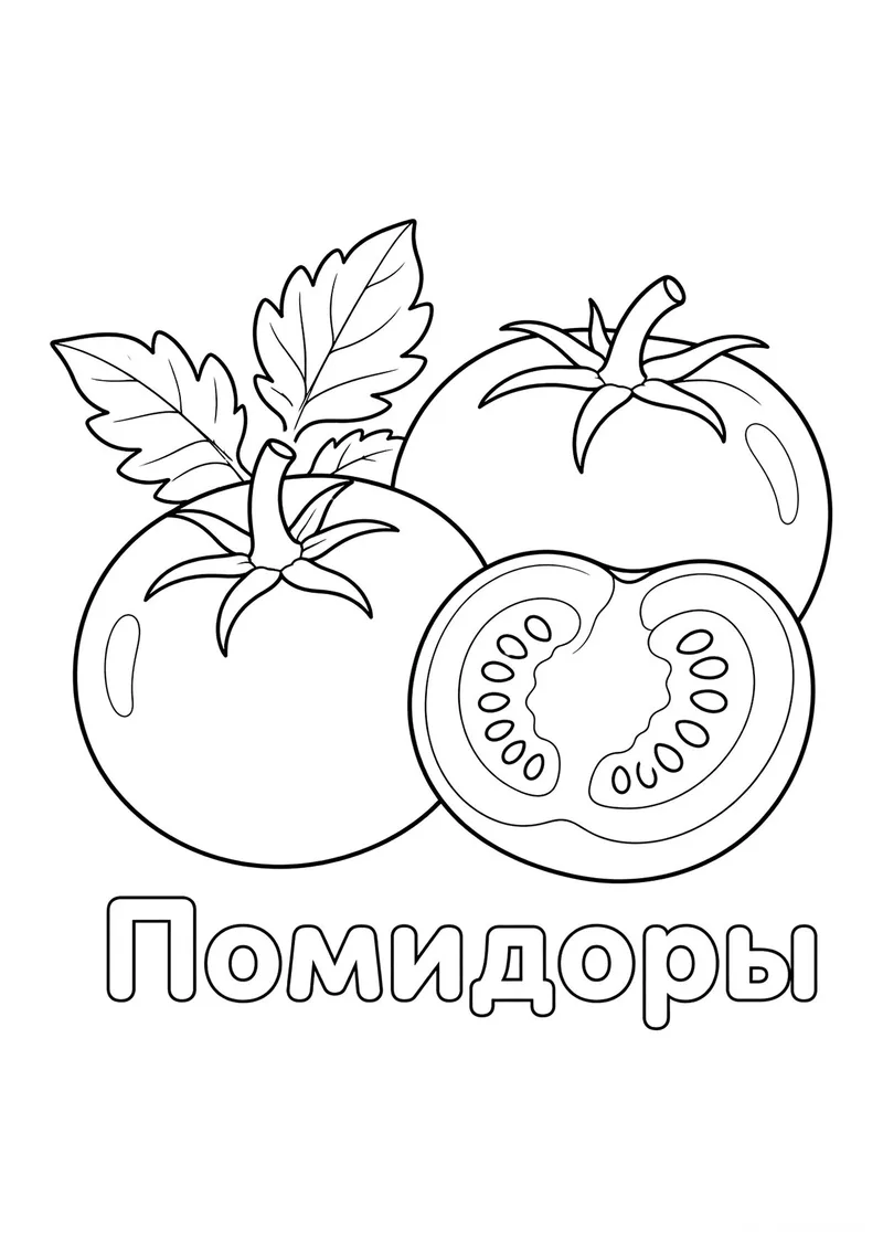 Раскраска «Помидоры» — чёрно-белый контурный рисунок для печати