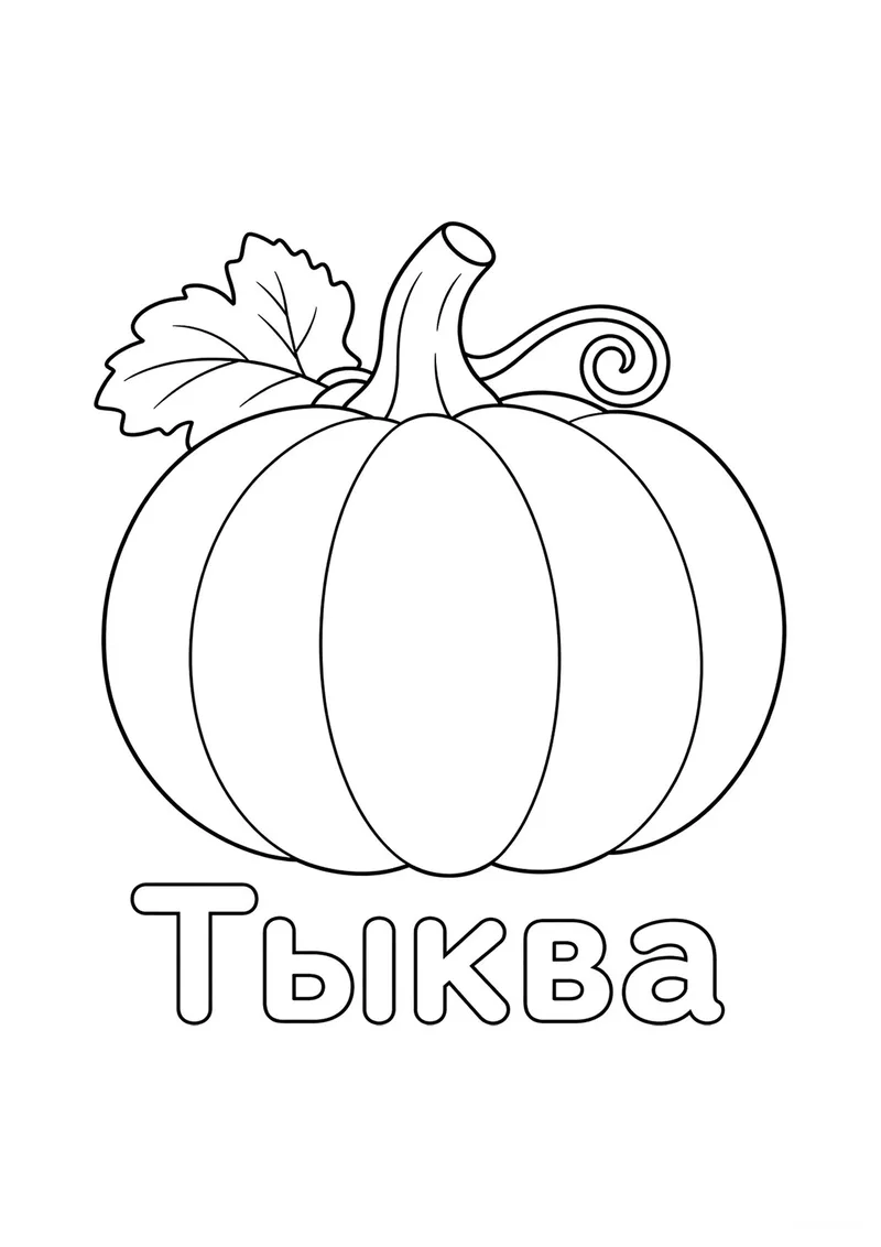 Раскраска «Тыква» — чёрно-белый контурный рисунок для печати