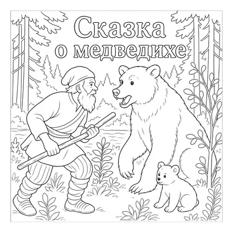 Раскраска «Сказка о медведихе»