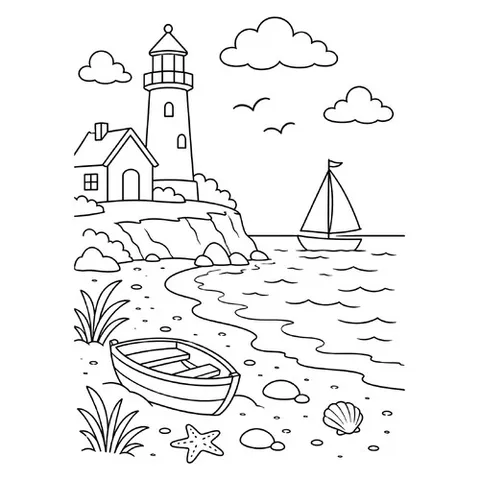 Раскраска «Морской берег»