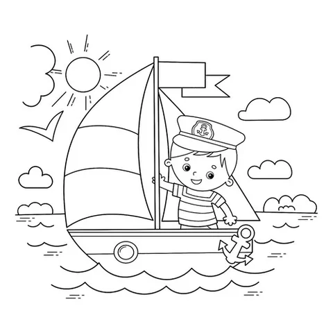 Раскраска «Моряк на корабле»