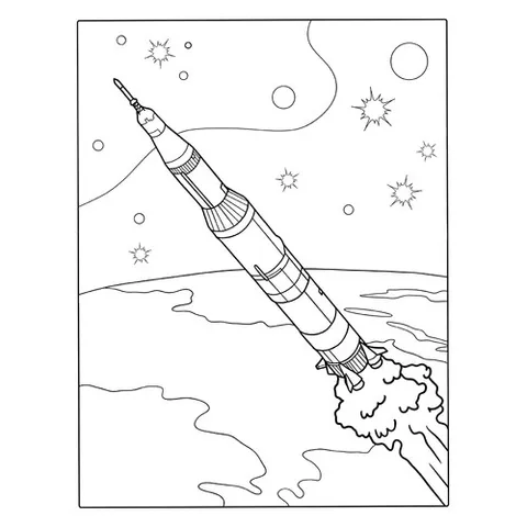 Раскраска «Ракета NASA Сатурн-5»