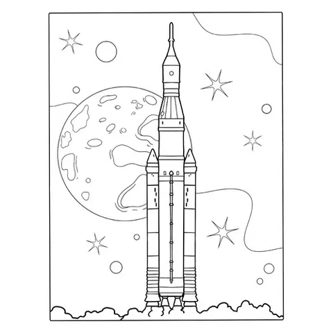 Раскраска «Система космических запусков NASA»