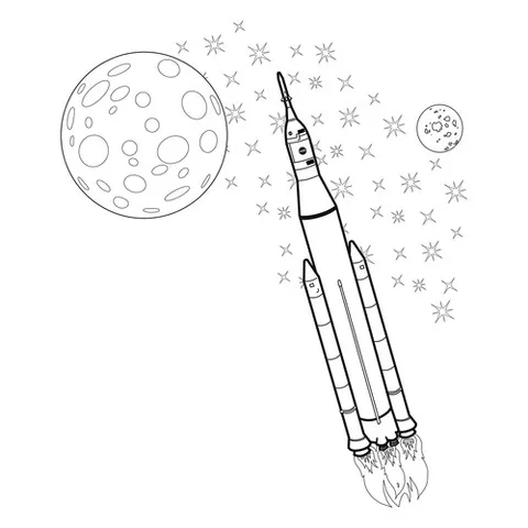 Раскраска «Система космических запусков SLS»