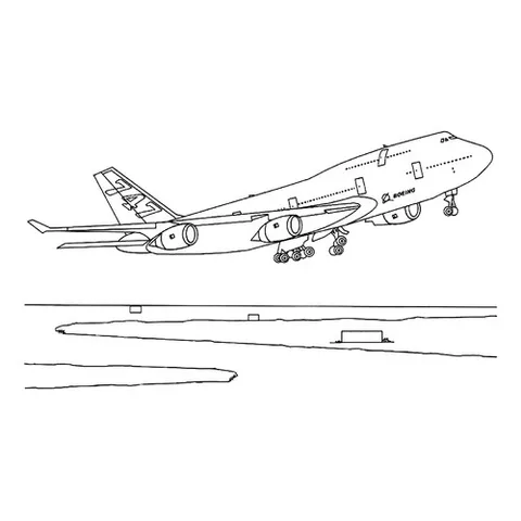 Раскраска «Боинг 747 взлетает»