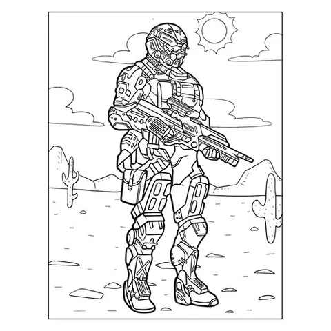 Раскраска «Солдат из игры Halo»