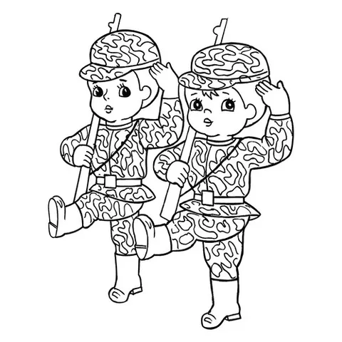 Раскраска «Юные солдаты»