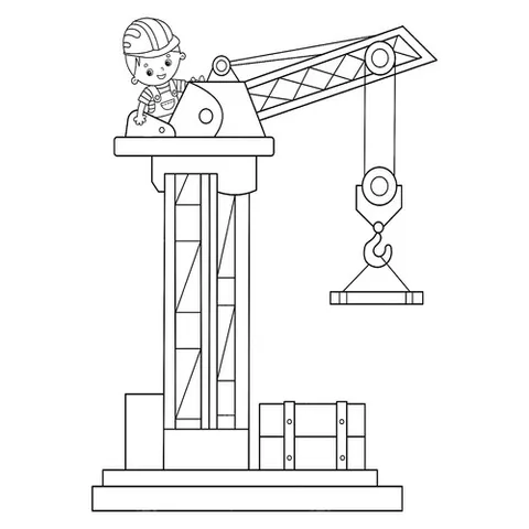 Раскраска «Стоительный кран»