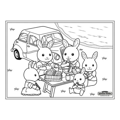 Раскраска «Пикник Sylvanian Families»