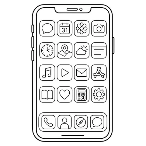 Раскраска «Смартфон с приложениями»