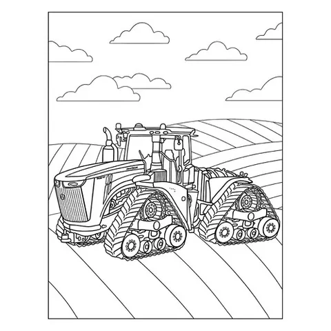 Раскраска «Трактор John Deere 8RX»