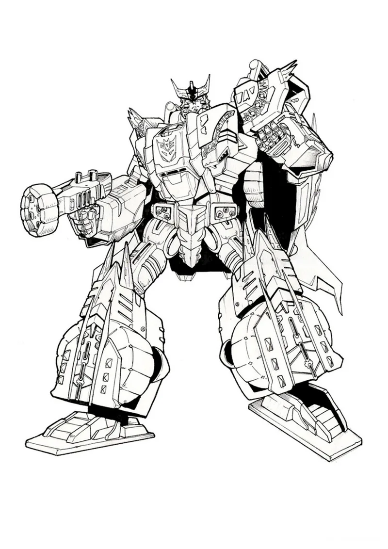 Раскраска «Мегатрон» — чёрно-белый контурный рисунок для печати