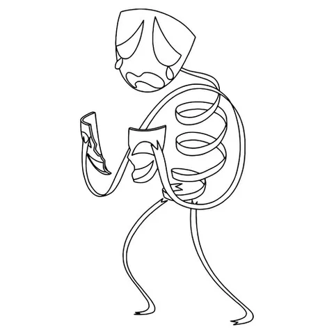 Раскраска «Гэнгл плачет над сломаной маской»
